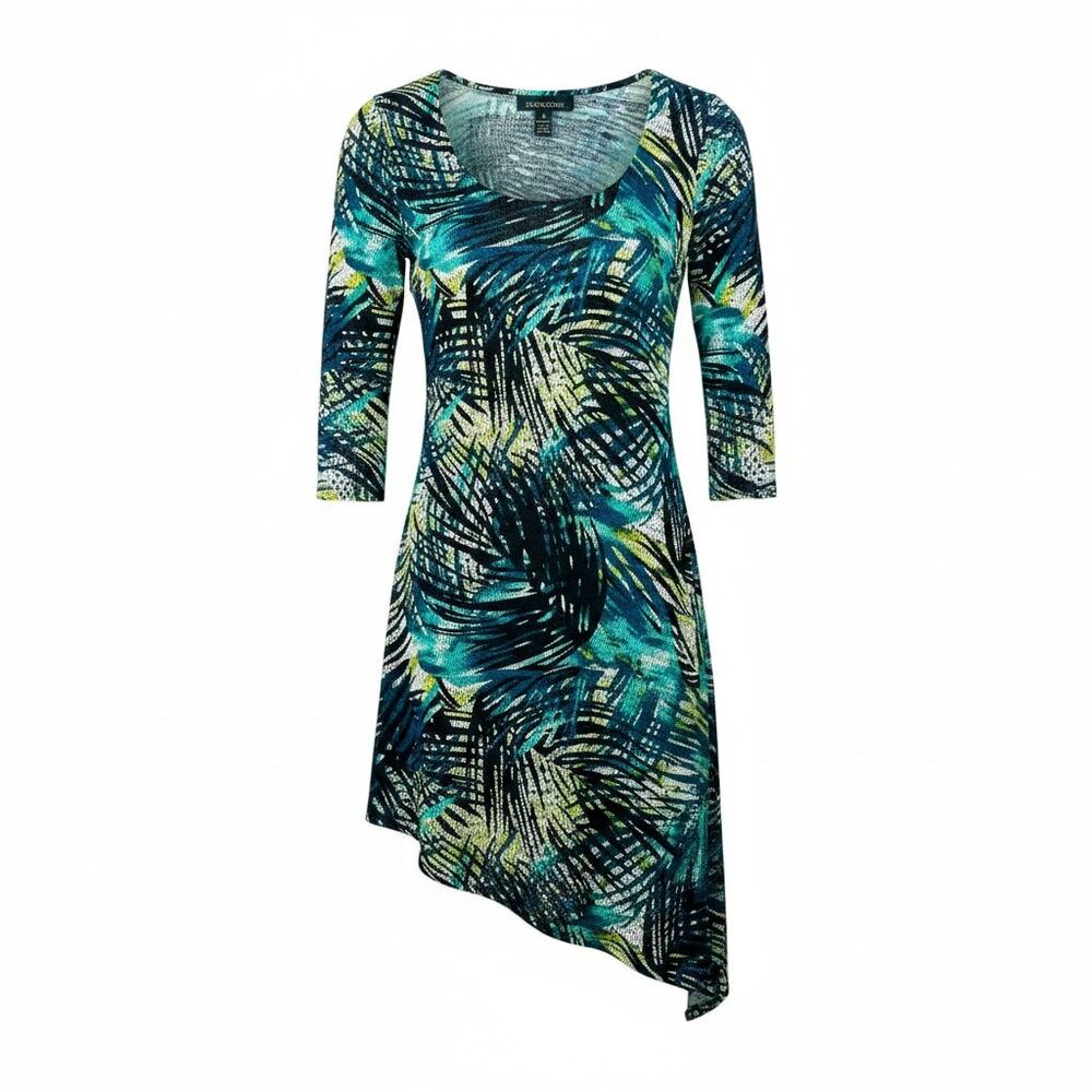 Frank Lyman Designs Women's Size 8 Tropical Mesh Asymmetrical Hem Tunic Dress